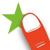 Smudges app icon featuring an orange finger tapping to show a green star.